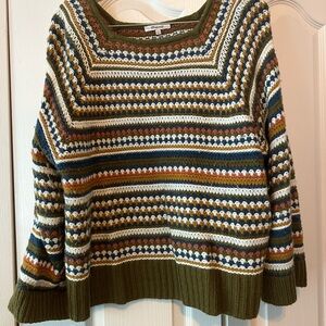 Madewell Olive Multicolor Patterned Sweater